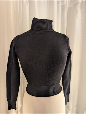 Zara Cropped Black Ribbed Turtleneck Sweater